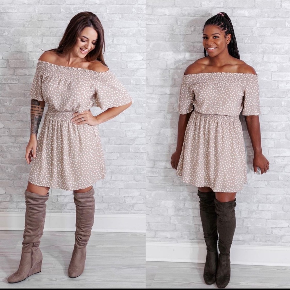 Rebellia Pebbles’ Mama Printed Dress-Taupe-Large